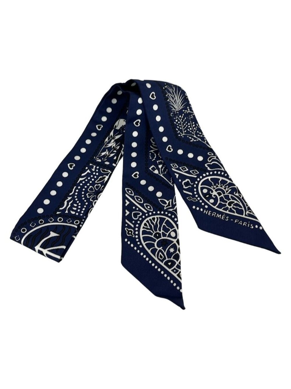 Hermes Scarf Twilly Navy White Black Entre Ciel Et Mer Same